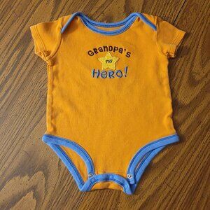 Carter's Just One You Orange "Grandpa's My Hero" Onesie Size 0-3 Months Months